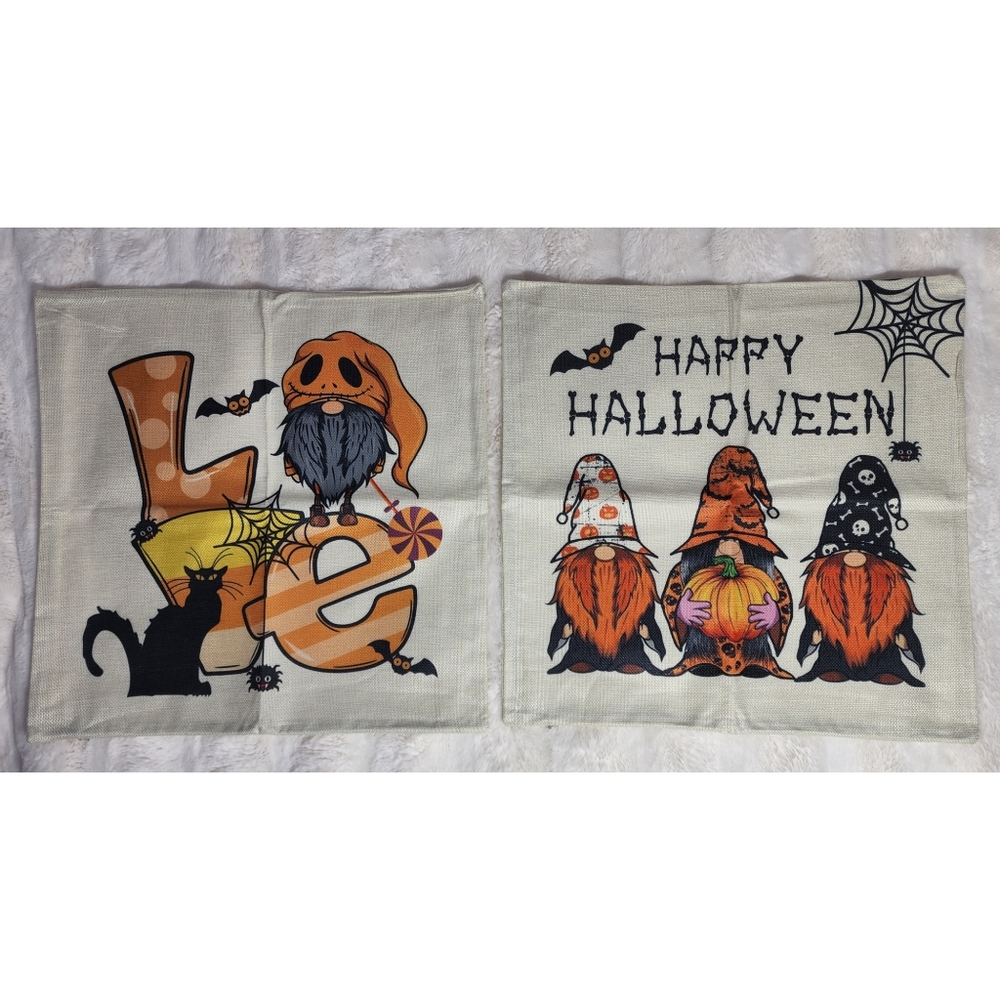 Halloween Pillow Covers (2), Gnomes, Gnome Halloween, Fall Pillow Cases